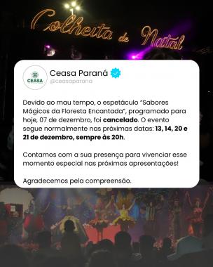 Cancelamento evento dia 07/12