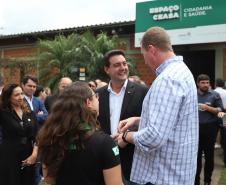 O governador Carlos Massa Ratinho Junior e o ministro do Desenvolvimento Agrário e Agricultura Familiar, Paulo Teixeira, visitam a Ceasa Curitiba nesta sexta-feira (08).