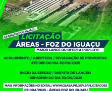 Ceasa de Foz do Iguaçu terá licitação de áreas para o comércio de hortigranjeiros