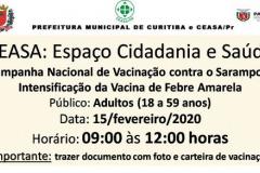 Ceasa Curitiba participa, no sábado, da campanha nacional de vacinação contra o Sarampo e Febre Amarela