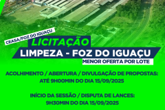 Ceasa de Foz do Iguaçu terá licitação para contratação de serviços de limpeza e coleta de resíduos