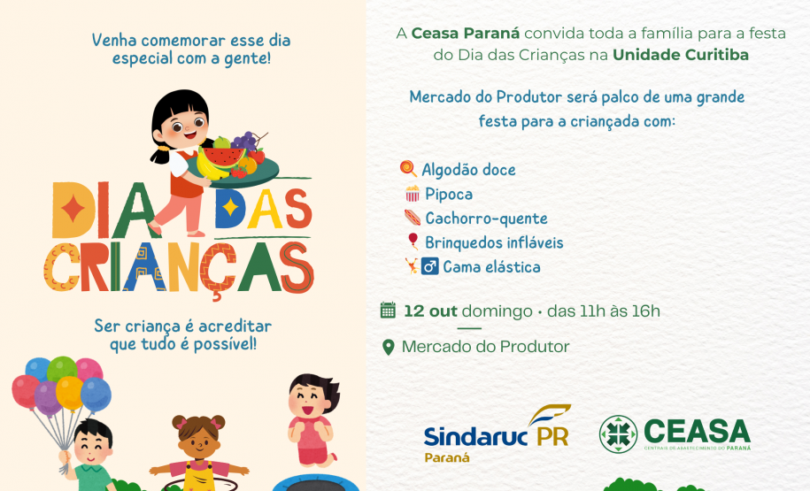 Ceasa Curitiba tera Dia das Crianças neste domingo, 12 de outubro